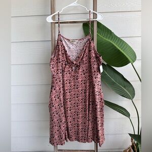 Floral Pink and Black Spaghetti Strap Dress